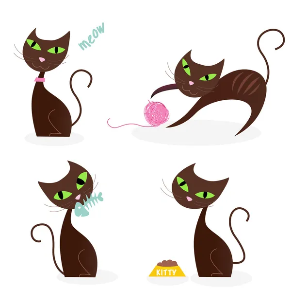 Série chat brun dans différentes poses 1 — Image vectorielle