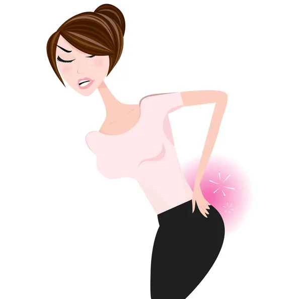 Bürofrau mit Rückenschmerzen — Stockvektor