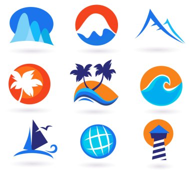 Vacation travel and holiday summer icons clipart