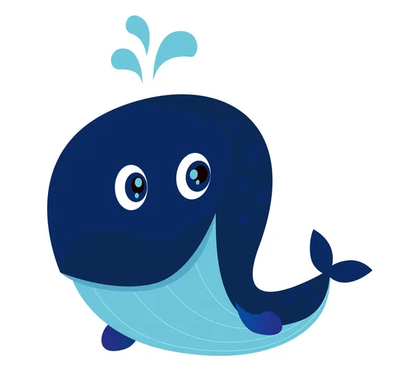 Big blue ocean cartoon whale — Stockvector