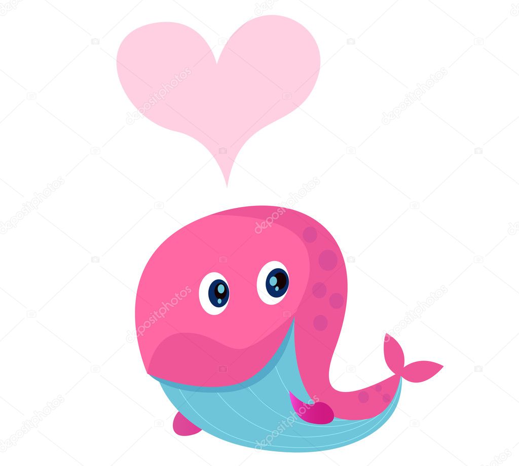Cute pink whale with heart shape in love Stock Vector Image by ©BEEANDGLOW  #3051930