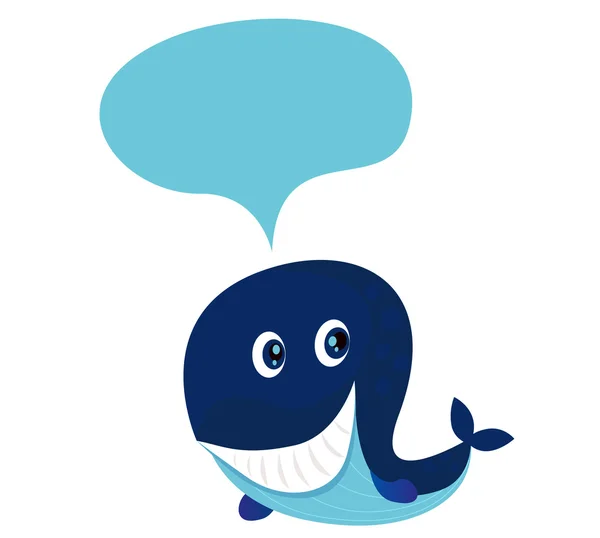 Velká modrá kreslená velryba izolovaná na bílém — Stockový vektor