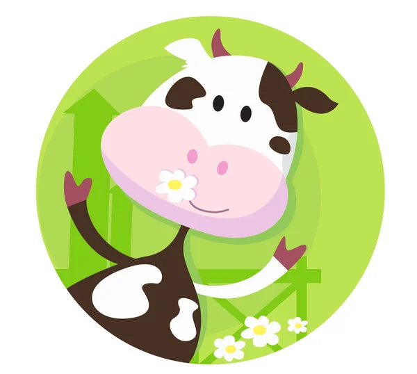 Ευτυχισμένος αγελάδα χαρακτήρα - ζώων αγροκτήματος — Διανυσματικό Αρχείο