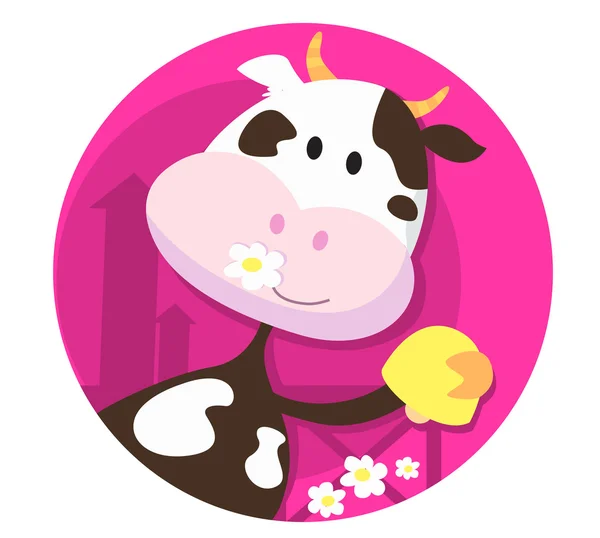 Happy cow character with bell — Stockový vektor