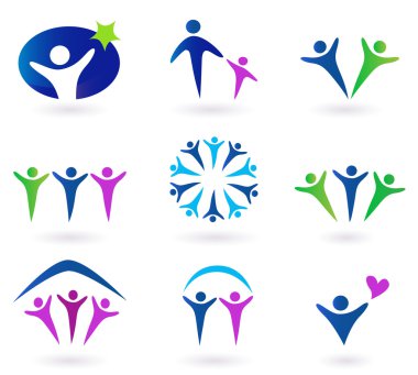 Community, network and social icons clipart