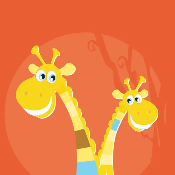Safari zvířata - velká a malá žirafa — Stockový vektor