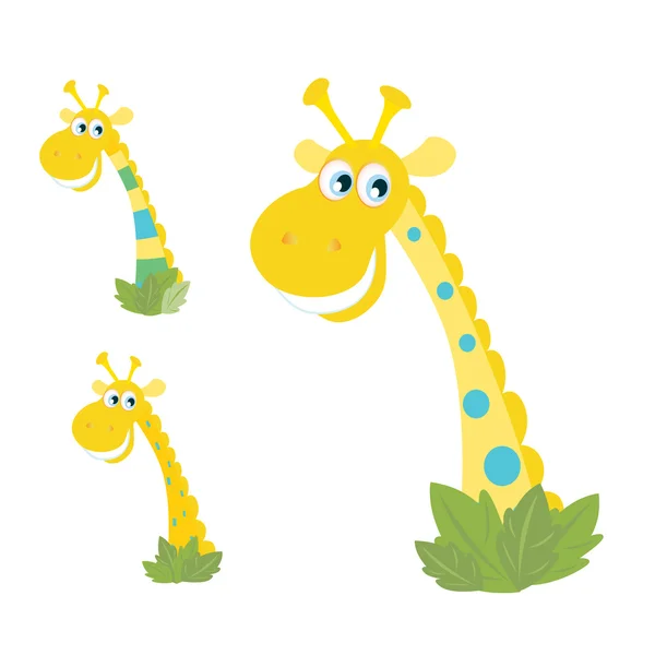 Tre gula giraffen huvuden — Stock vektor