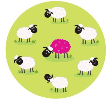 White and pink sheep clipart