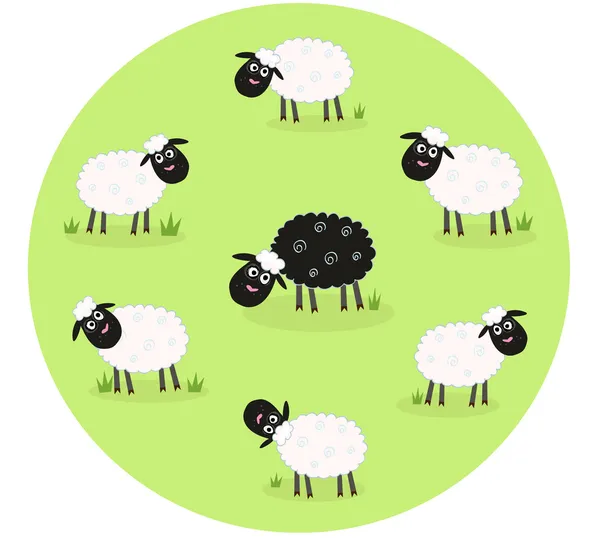 黒と白の羊 — ストックベクタ
