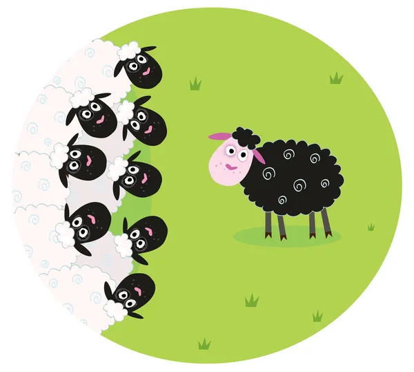 Черно-белая овца — стоковый вектор