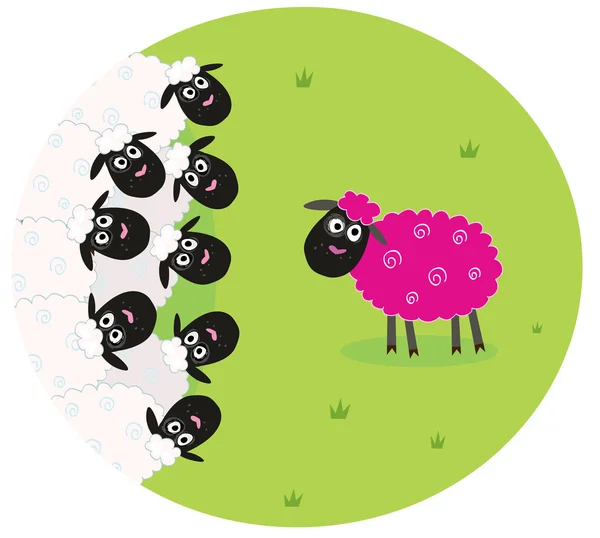 Pink and white sheep — Stock Vector