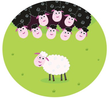 Black and white sheep clipart