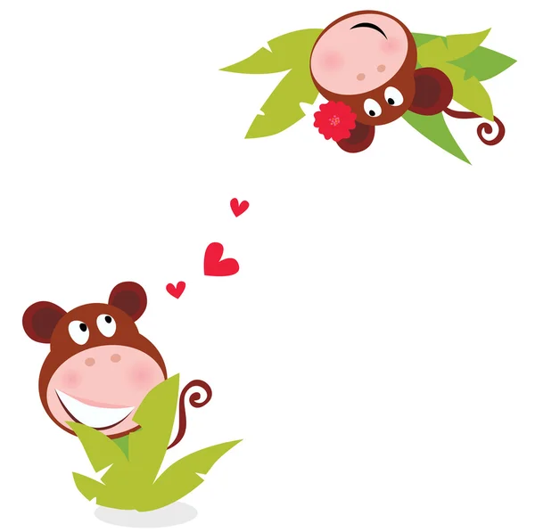 Maymun ve aşık erkek — Stok Vektör
