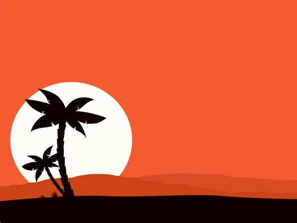 Fondo rojo de vacaciones retro con puesta de sol — Vector de stock