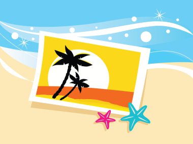 Vacation photo with tropical palms clipart