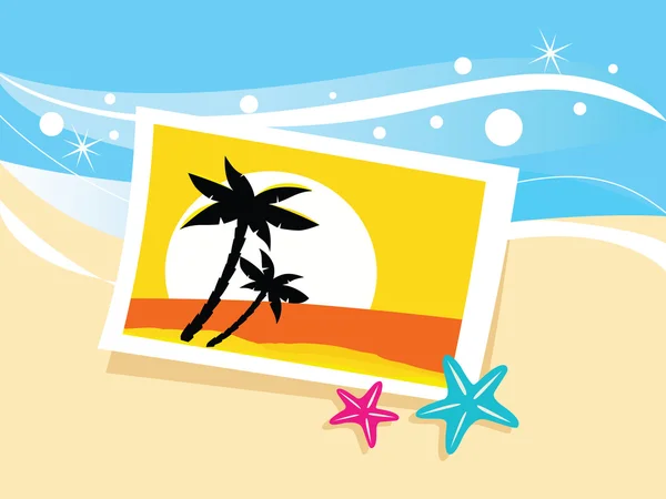 Urlaubsfoto mit tropischen Palmen — Stockvektor
