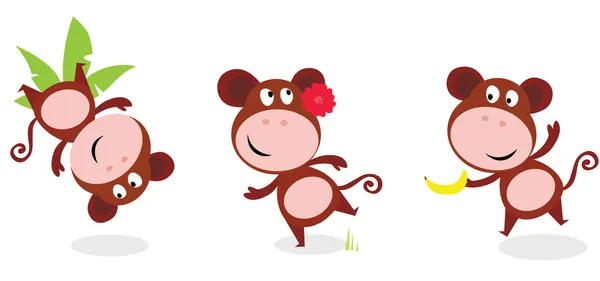 サファリの動物: 茶色のかわいい猿のポーズ — ストックベクタ