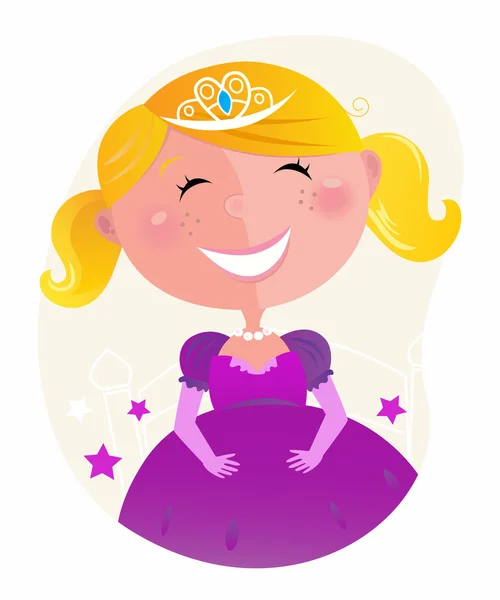 可爱的小公主，在皇冠粉红色连衣裙 — 图库矢量图片