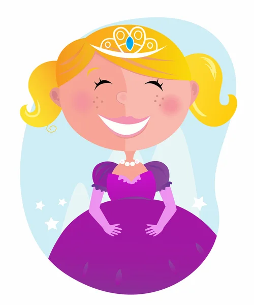 可爱的小公主，在皇冠粉红色连衣裙 — 图库矢量图片