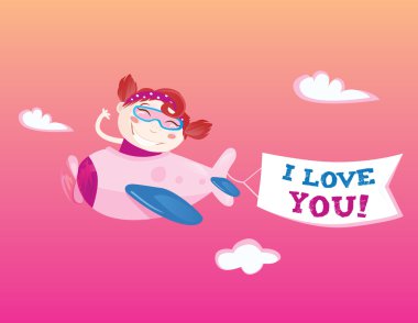 Airplane girl clipart