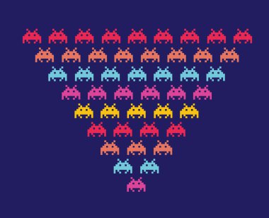 Space invaders vector - isolated on black clipart