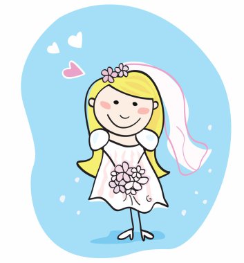 Bride in white clipart