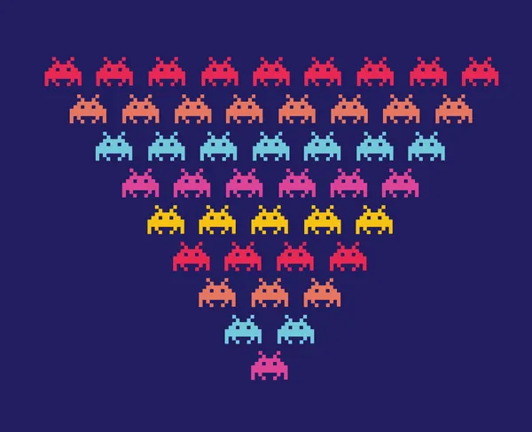 Space invaders vector - isolated on black — Stock Vector