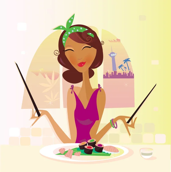Aliments exotiques - Sushi — Image vectorielle