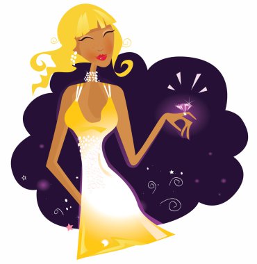 Rich girl with ring clipart