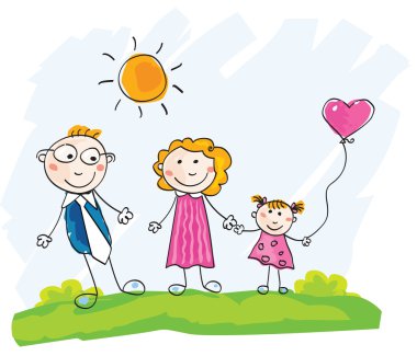 Doodle happy family clipart