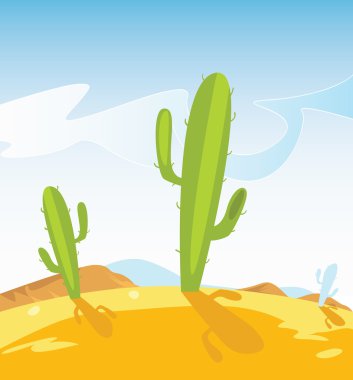 Western desert with Cactus plants clipart