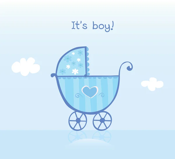 蓝色婴儿车的男孩 — 图库矢量图片