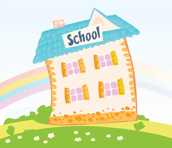 Little Schoolhouse in nature — Stock Vector