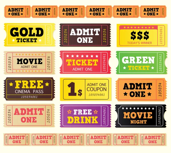 Vintage cinema tickets — Stock Vector