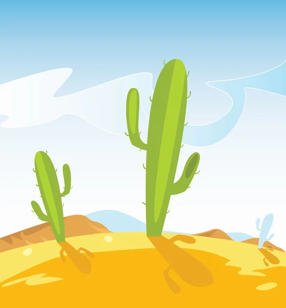 西部沙漠与仙人掌植物 — 图库矢量图片