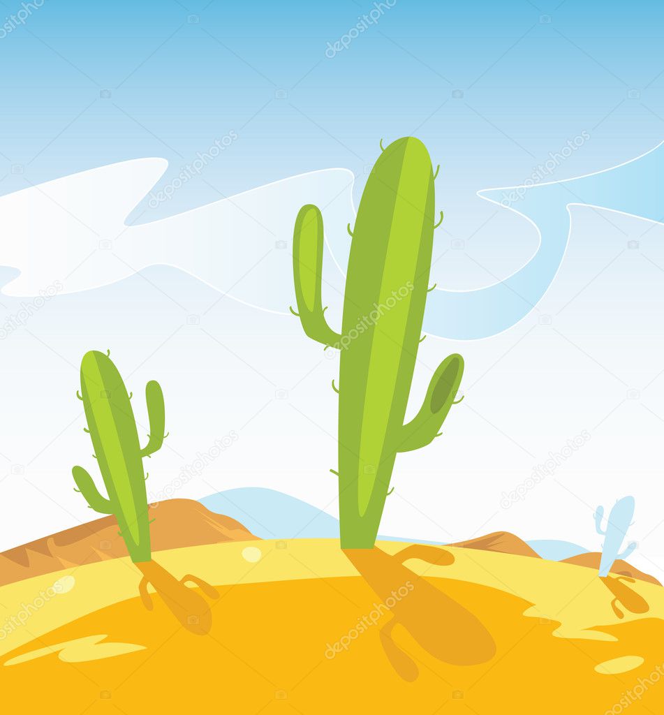 Western desert with Cactus plants