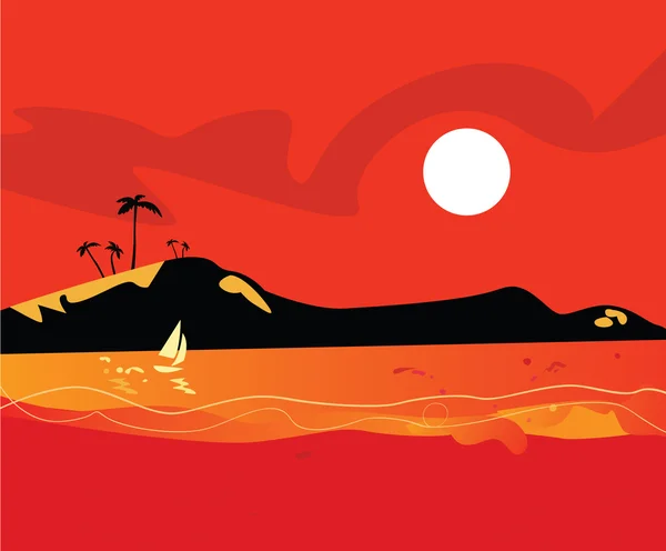 Coucher de soleil plage — Image vectorielle