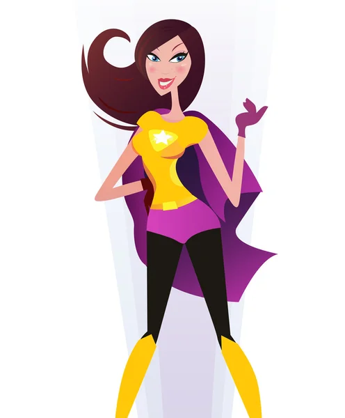 Frau in superwoman rosa Kostüm (Superheld) — Stockvektor