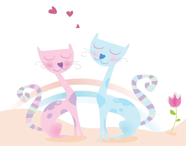 Aşık kediler — Stok Vektör