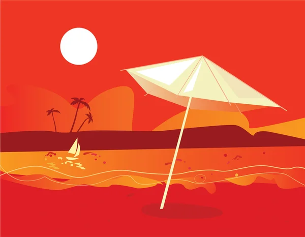 Tropik sahil günbatımı — Stok Vektör