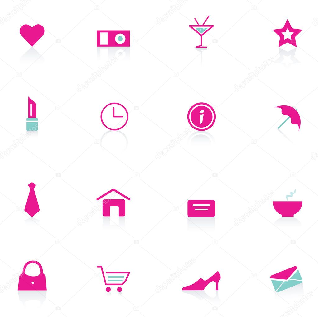 Woman pink icons (vector)