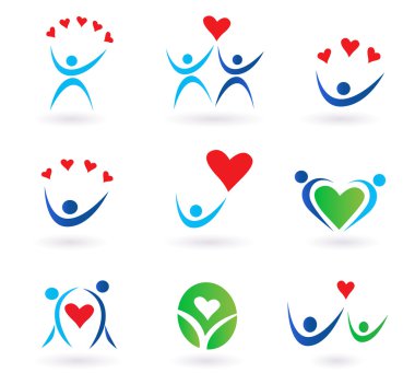 Love, relationship and community icons clipart