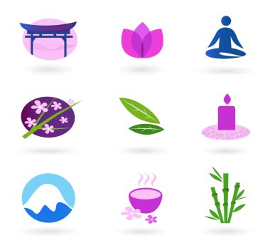 Wellness, relaxation and yoga icon set. Vector clipart