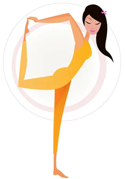 Женщина практикует Yoga Stretch Pose (Поза танцора ) — стоковый вектор