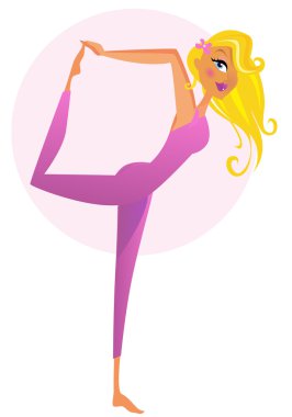 Woman Practicing Yoga Stretch Pose (Dancer's Pose) clipart