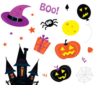 Halloween icons set isolated on white clipart