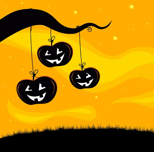 Halloween Jack O'Lantern Arbre fond — Image vectorielle