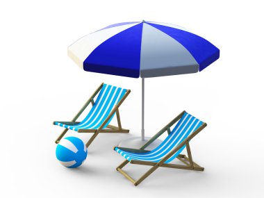 plaj sandalye ve şemsiye