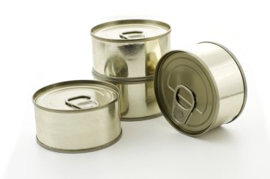 Four metal cans clipart