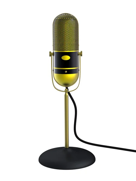 Винтажный золотой микрофон — стоковое фото